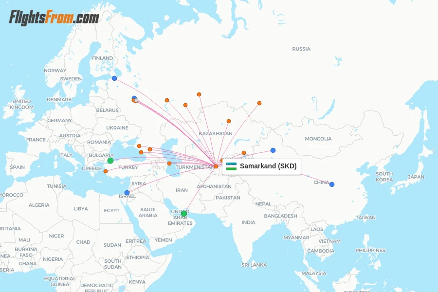 Samarkand flight map