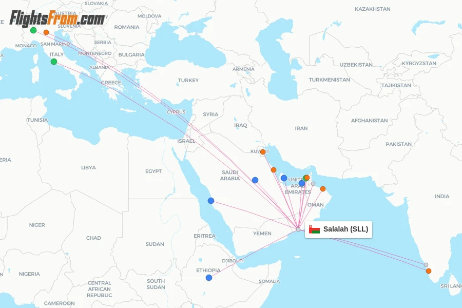 Salalah flight map