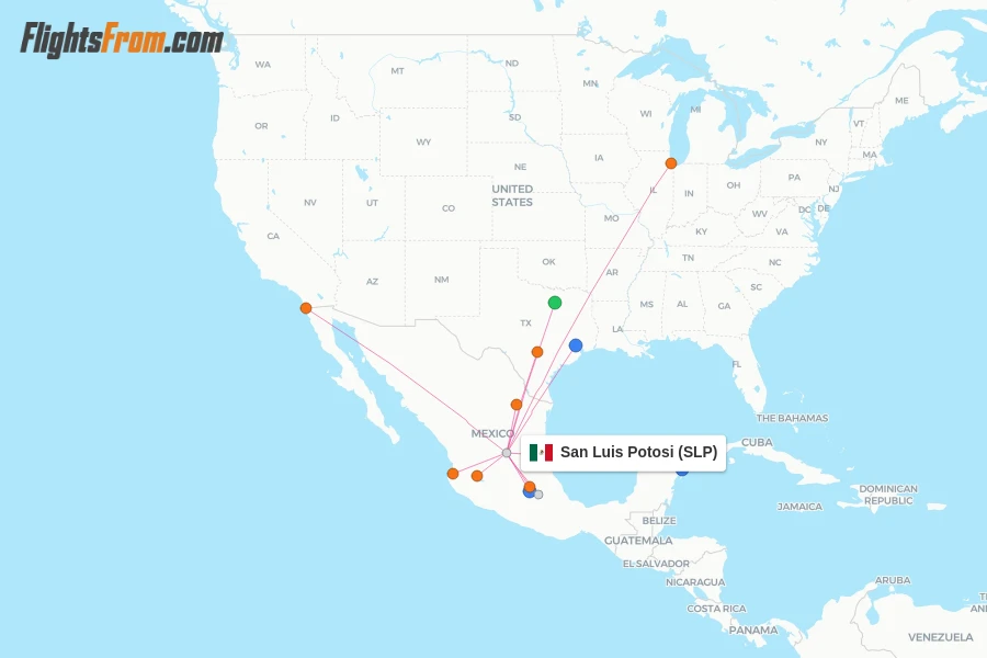 San Luis Potosi flight map