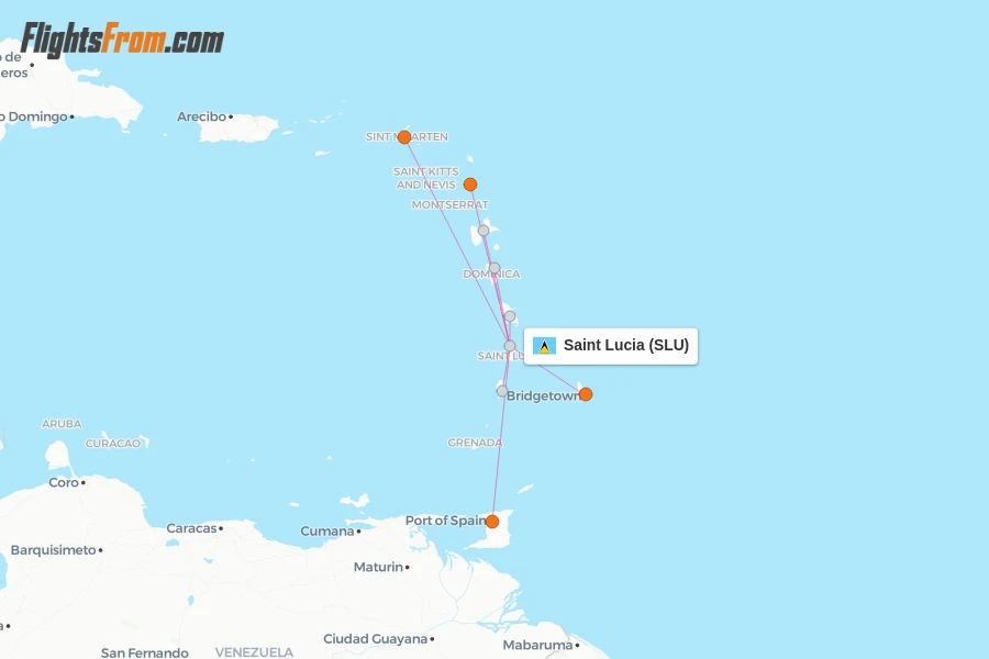 Saint Lucia flight map