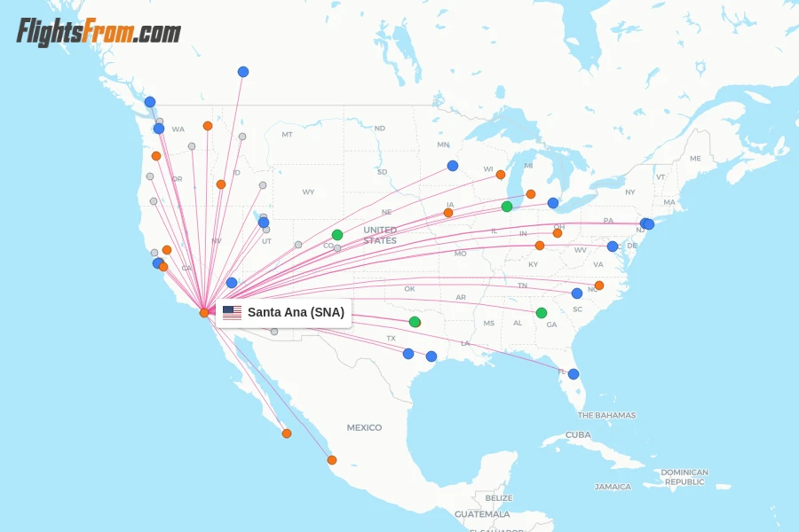 Santa Ana flight map