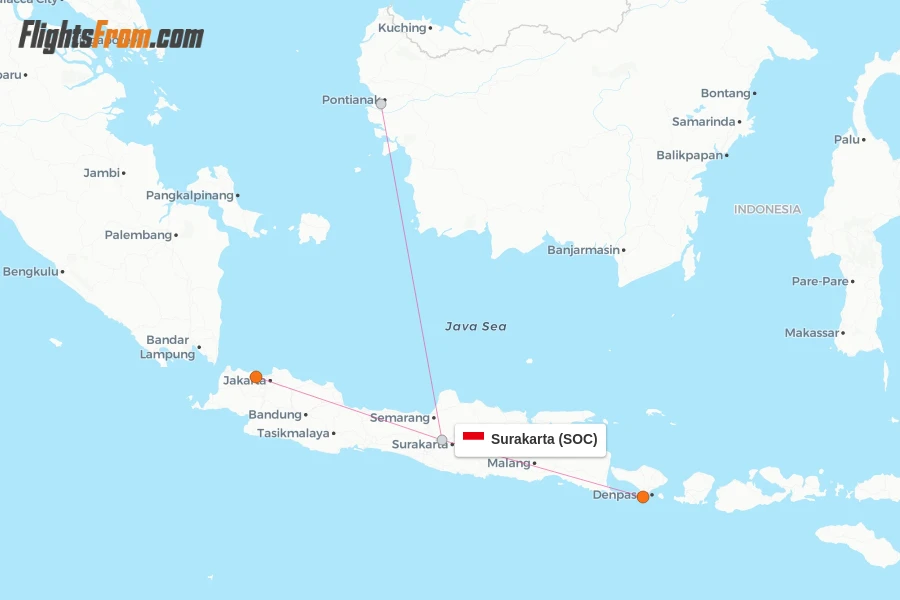 Surakarta flight map