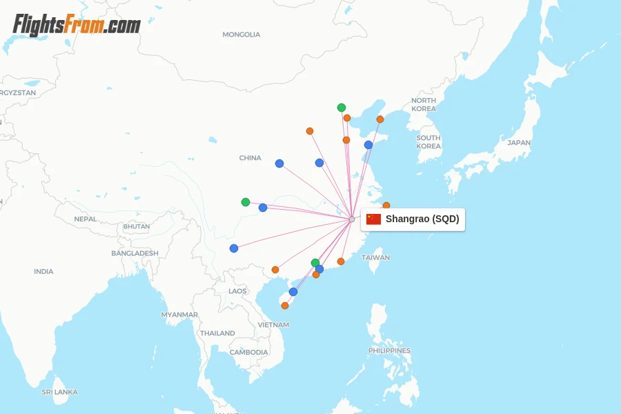 Shangrao flight map