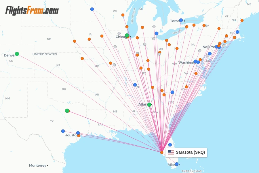 Sarasota flight map