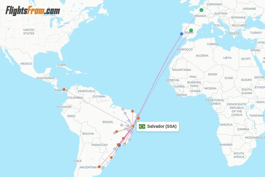 Salvador flight map