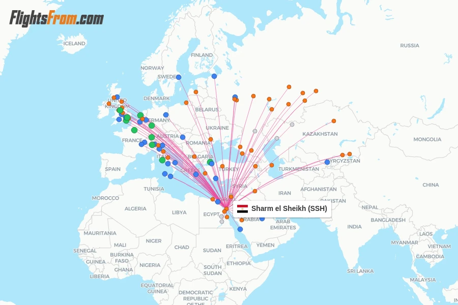 Sharm el Sheikh flight map