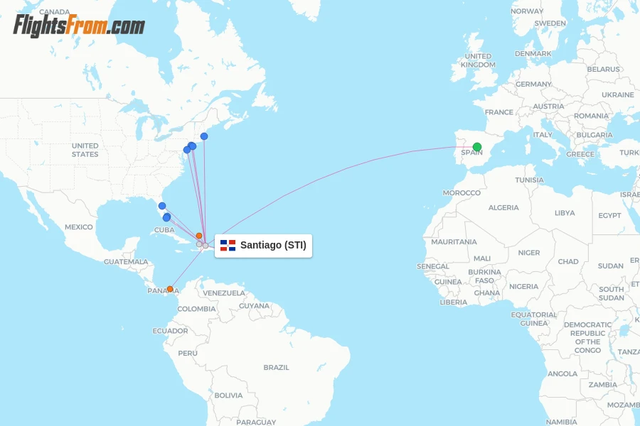 Santiago flight map