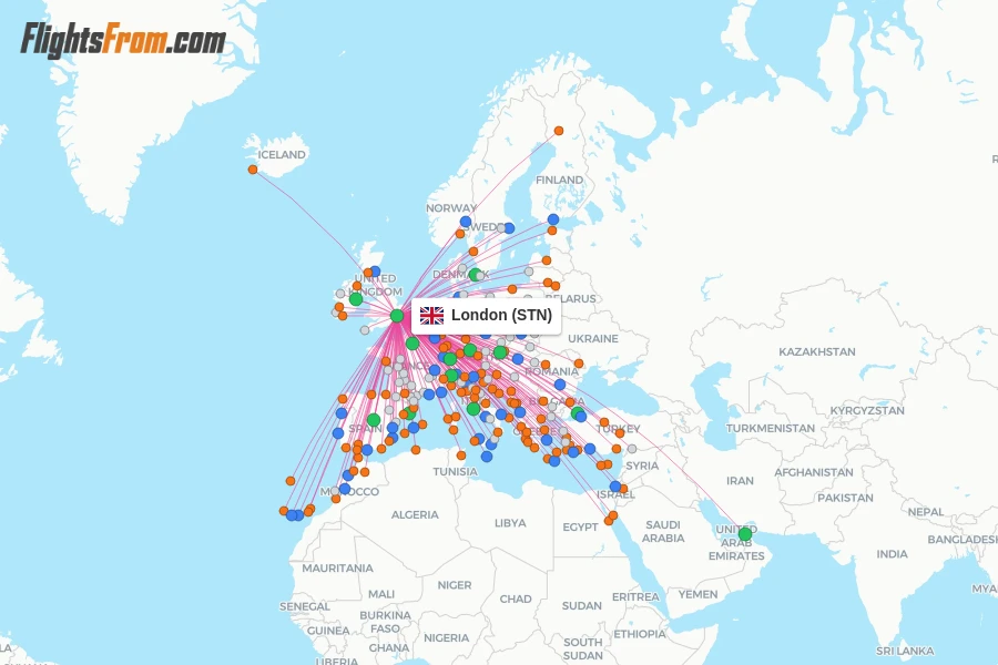London flight map
