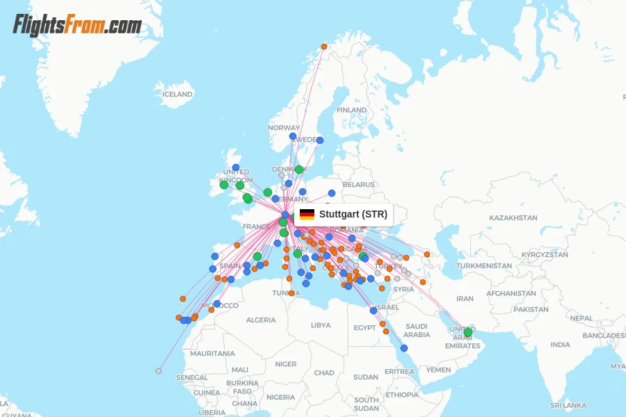 Stuttgart flight map