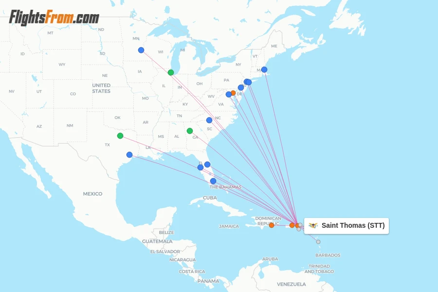 Saint Thomas flight map