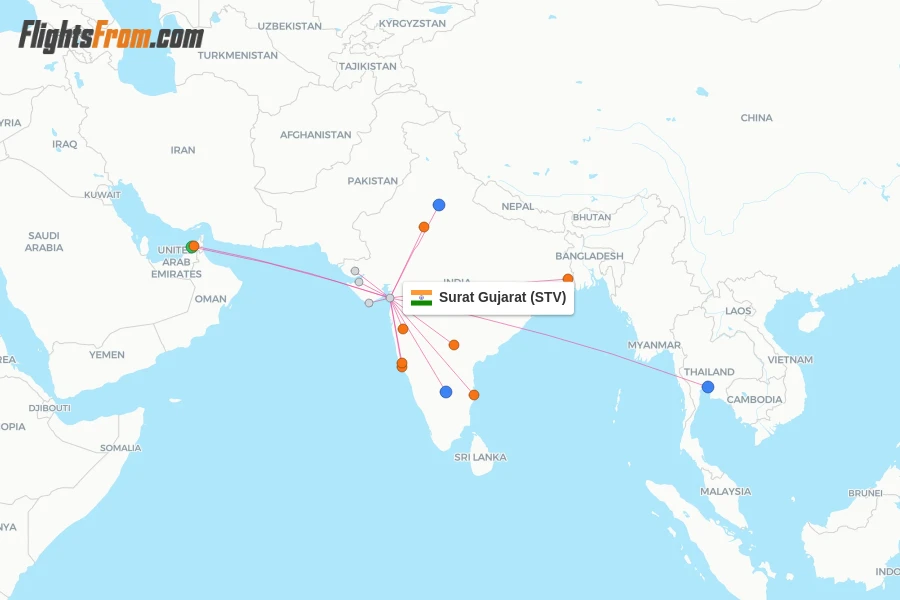 Surat Gujarat flight map