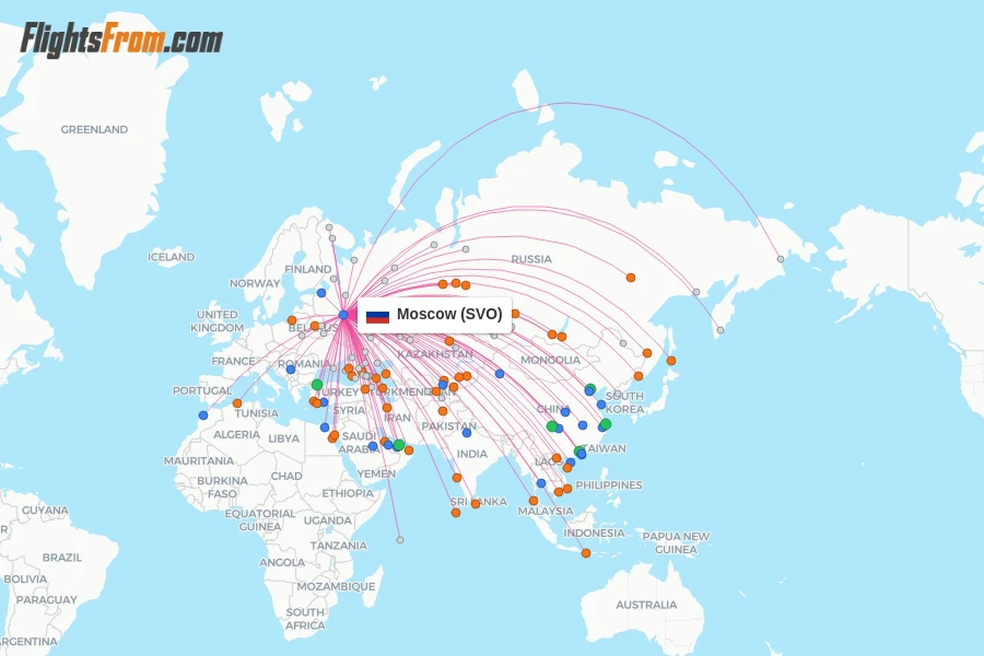Moscow flight map