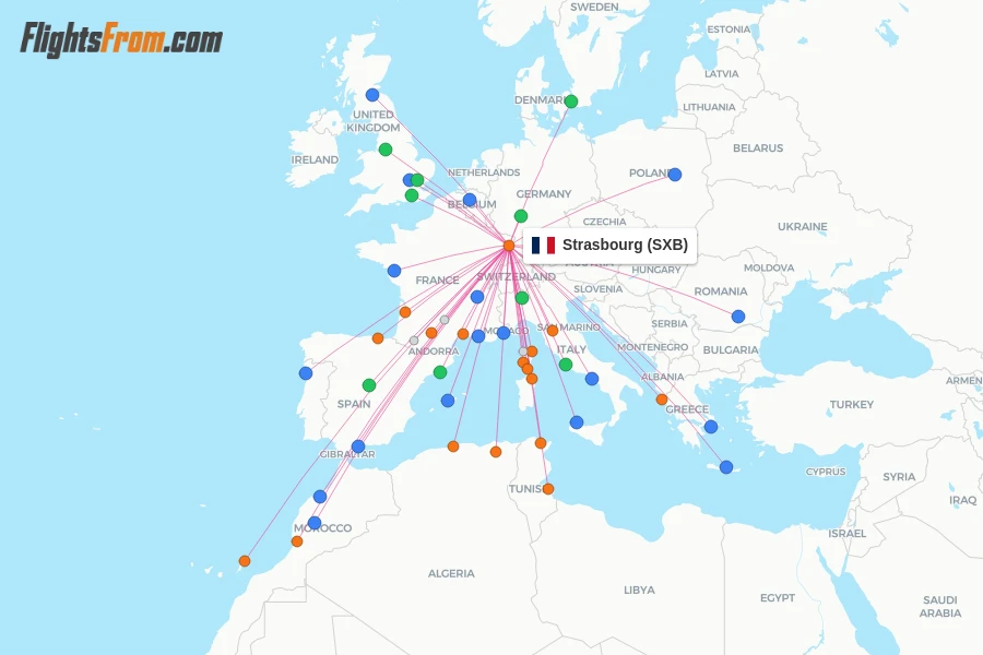 Strasbourg flight map
