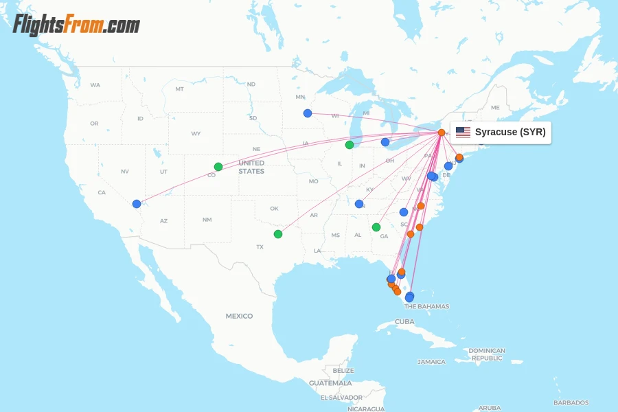 Syracuse flight map