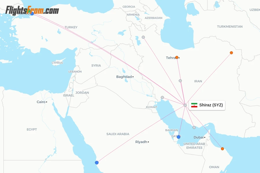 Shiraz flight map