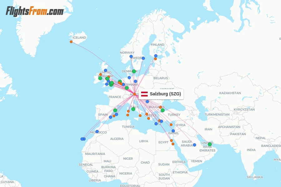 Salzburg flight map