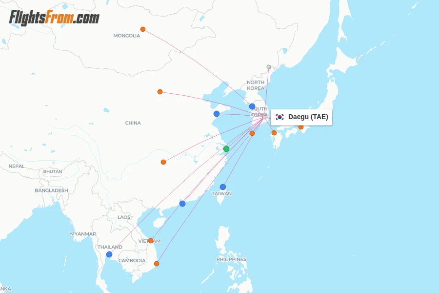 Daegu flight map