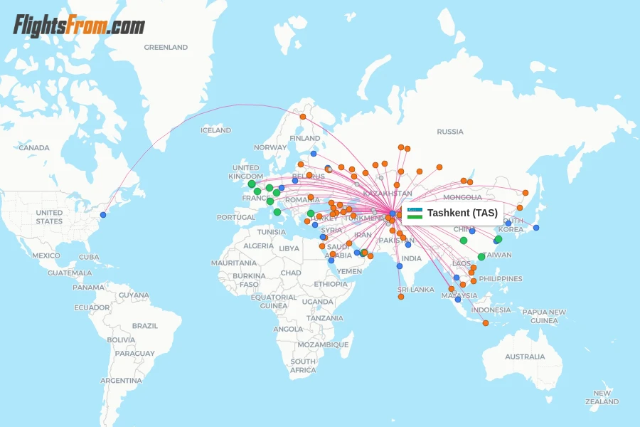 Tashkent flight map
