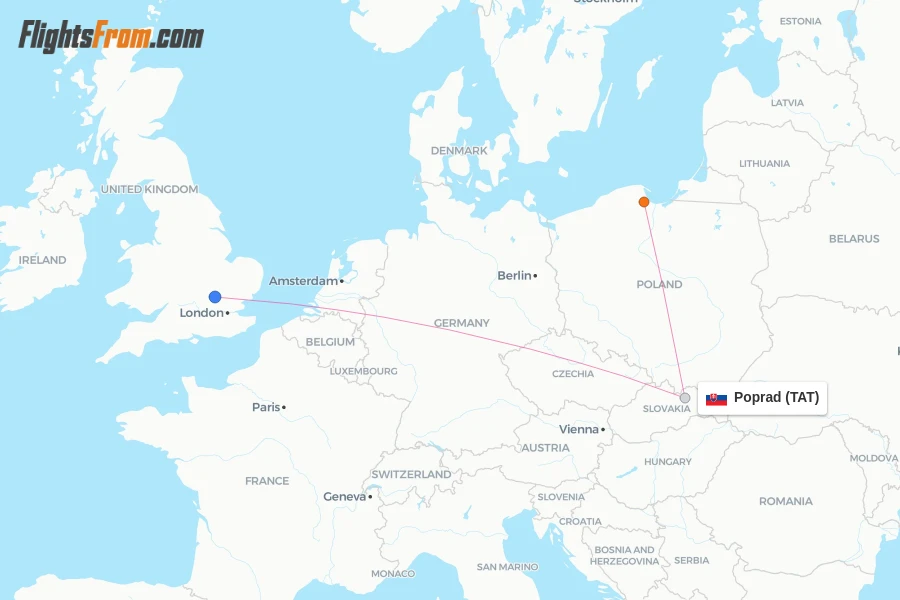Poprad flight map