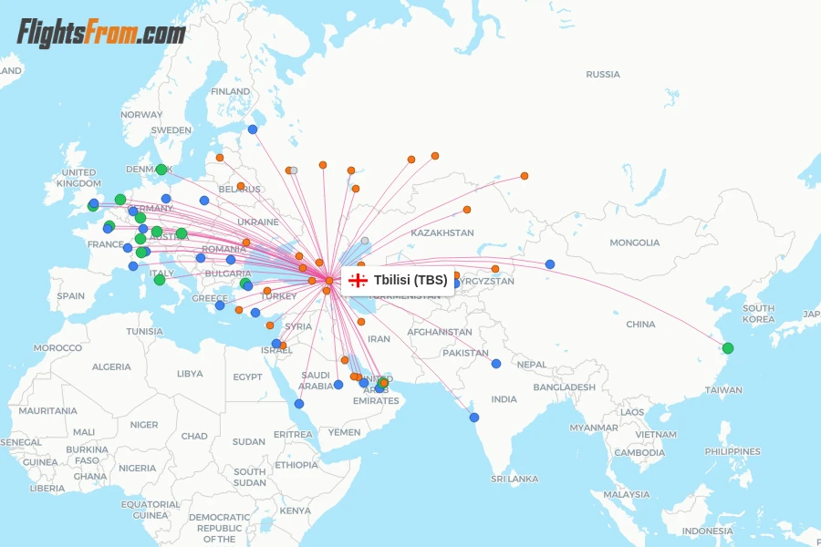 Tbilisi flight map