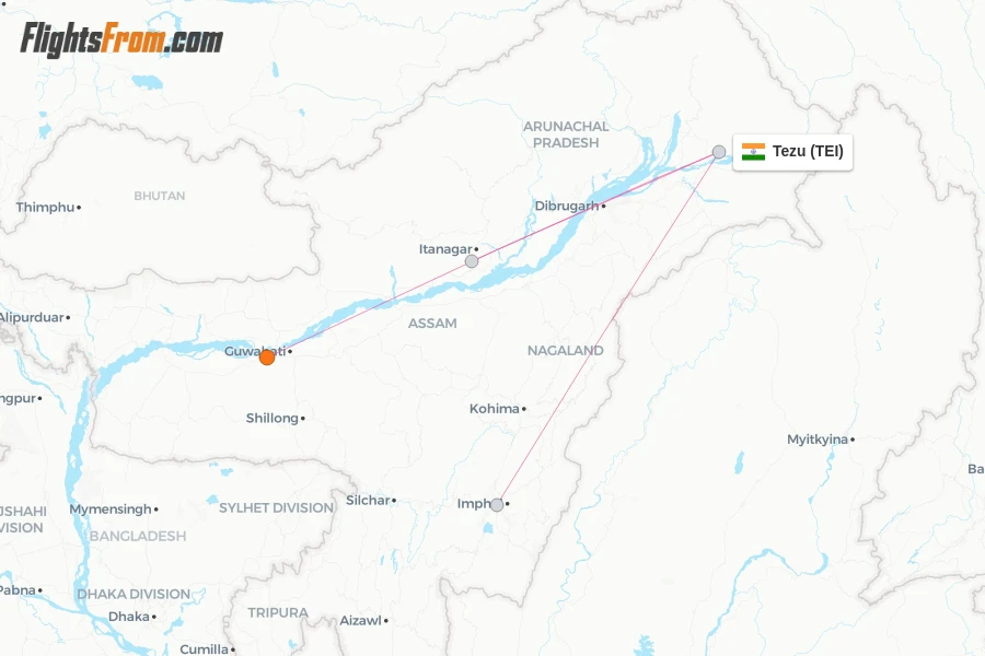 Tezu flight map