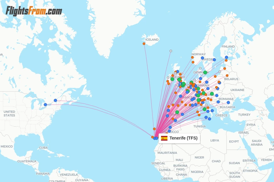 Tenerife flight map