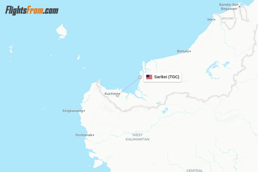Sarikei flight map