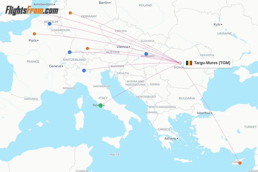 Targu-Mures flight map