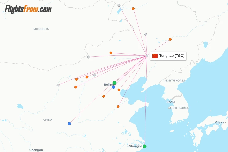 Tongliao flight map