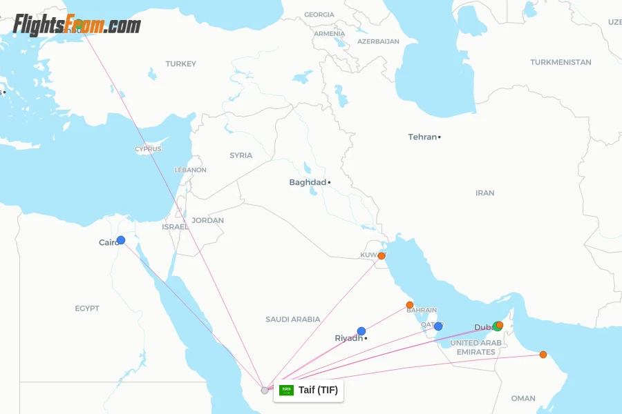 Taif flight map