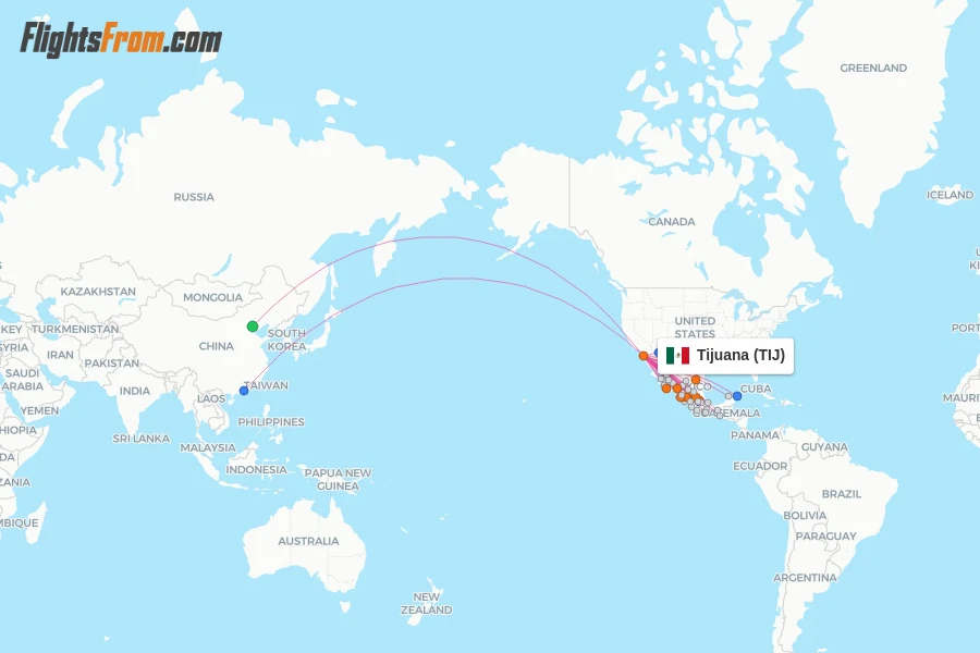 Tijuana flight map