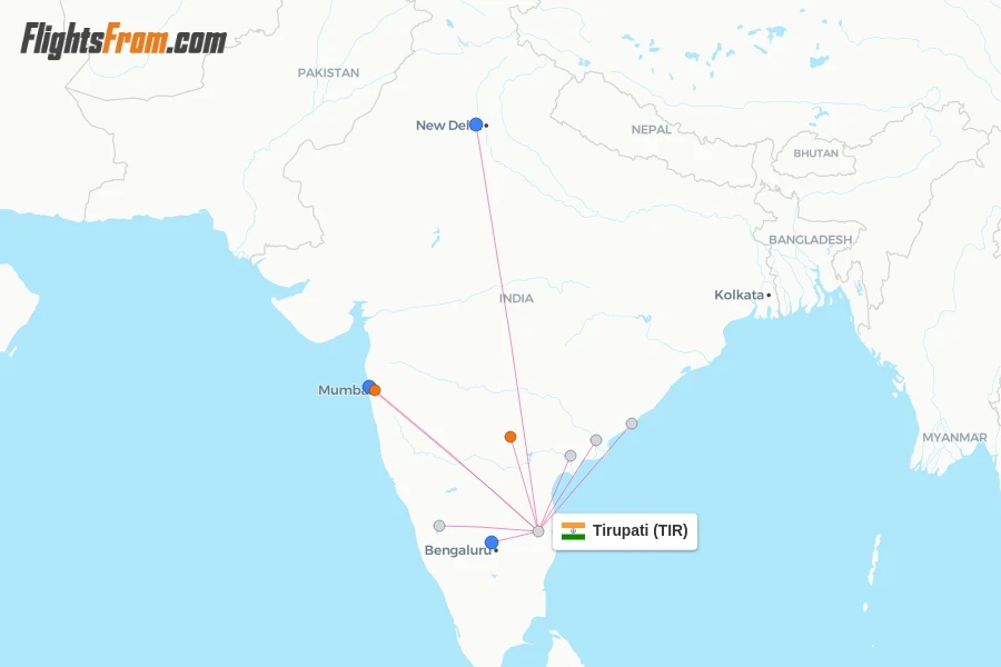Tirupati flight map