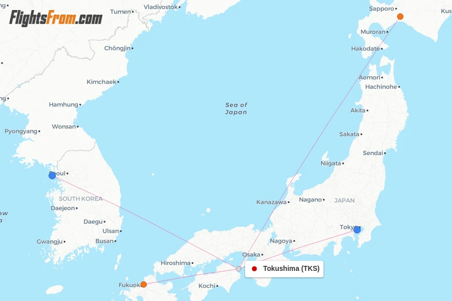 Tokushima flight map