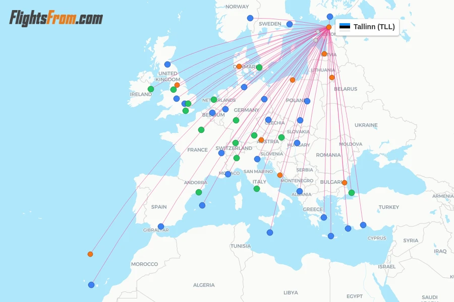 Tallinn flight map