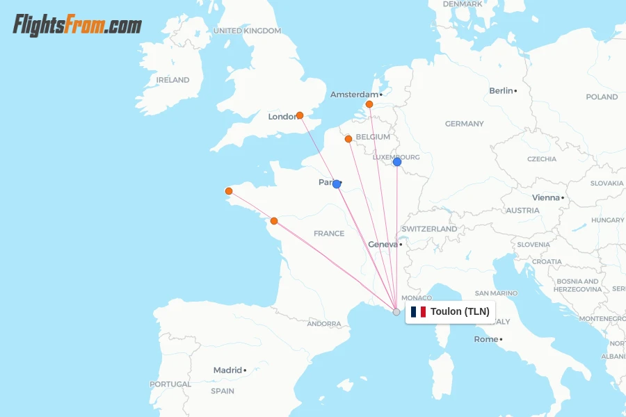 Toulon flight map