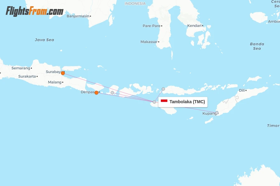Tambolaka flight map