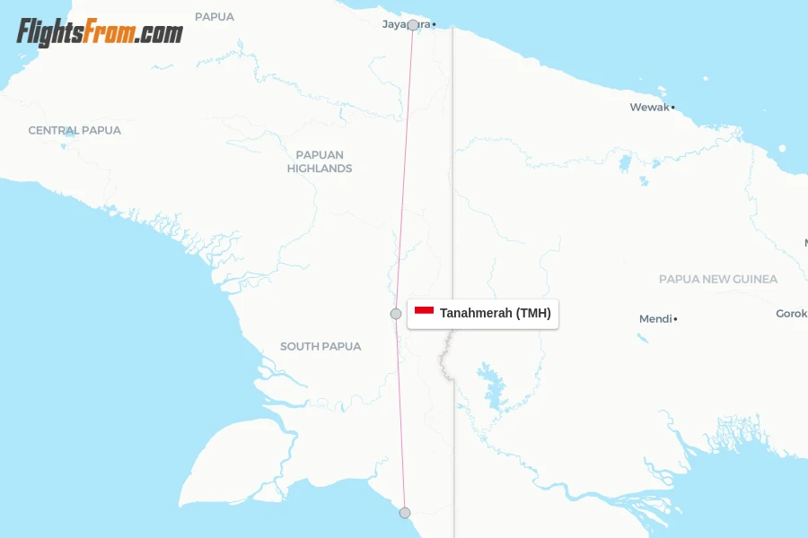 Tanahmerah flight map