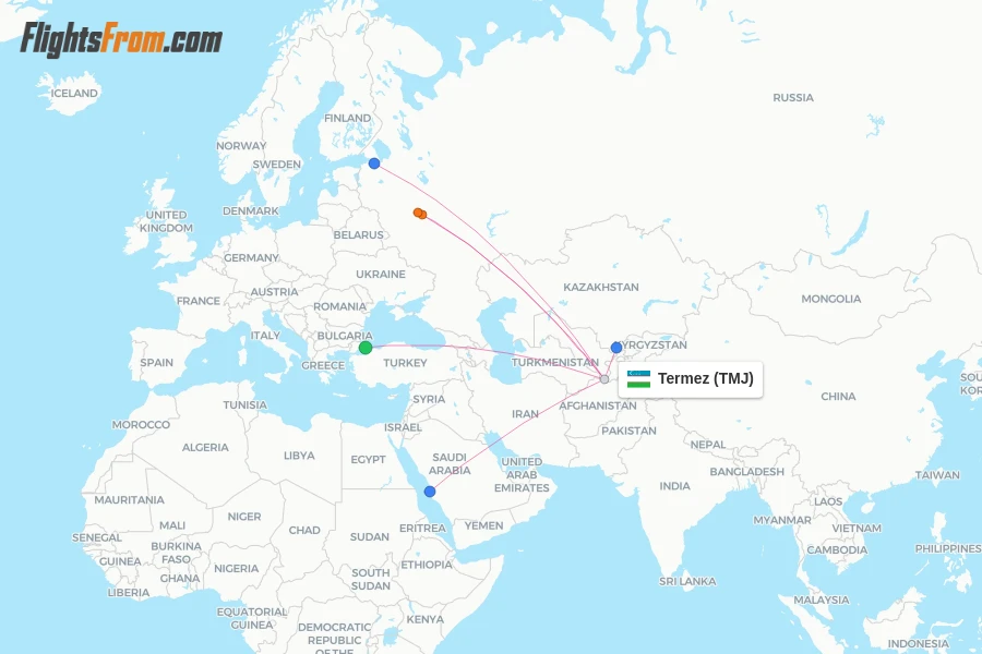 Termez flight map