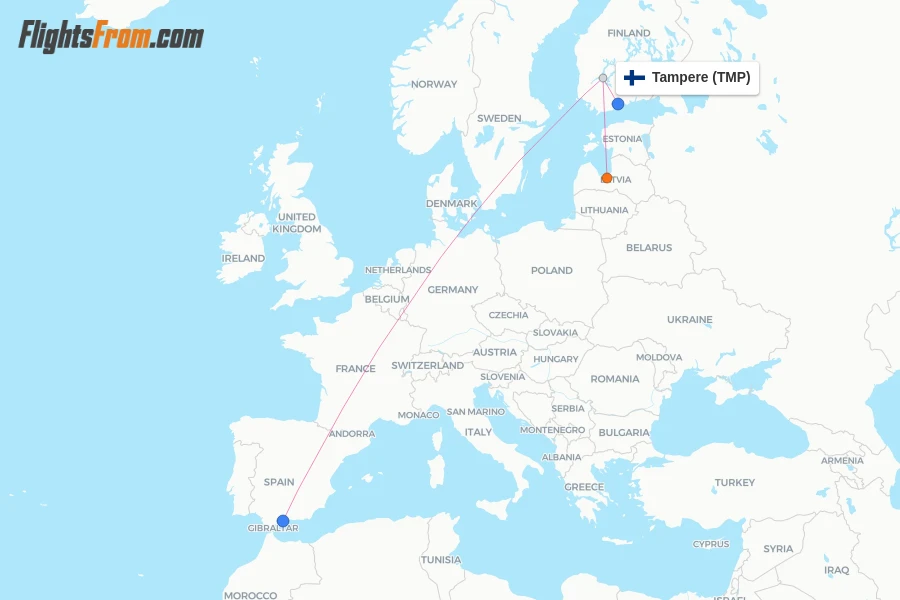 Tampere flight map