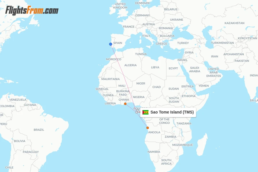 Sao Tome Island flight map