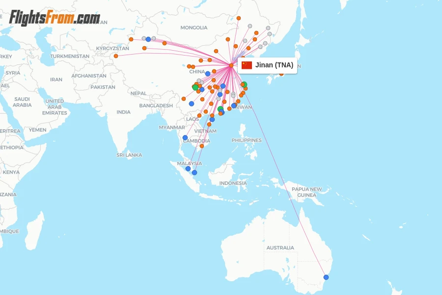 Jinan flight map