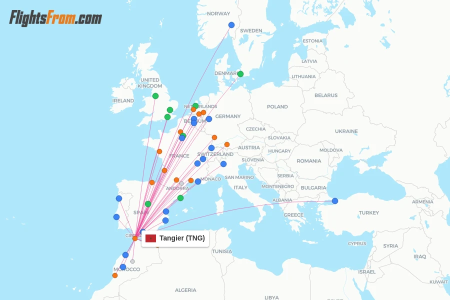 Tangier flight map