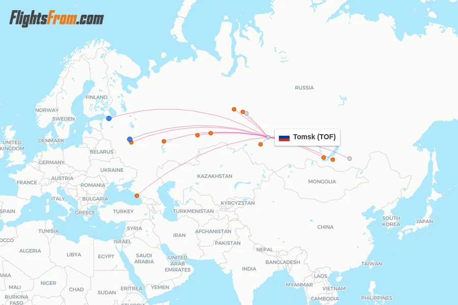 Tomsk flight map