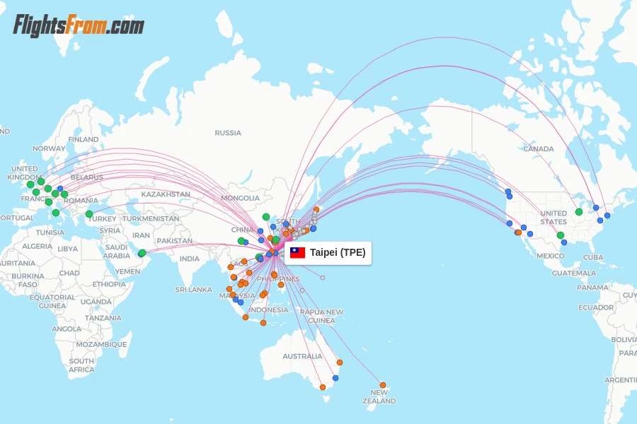 Taipei flight map