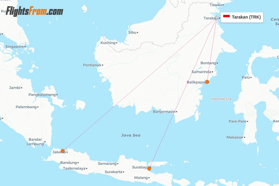 Tarakan flight map