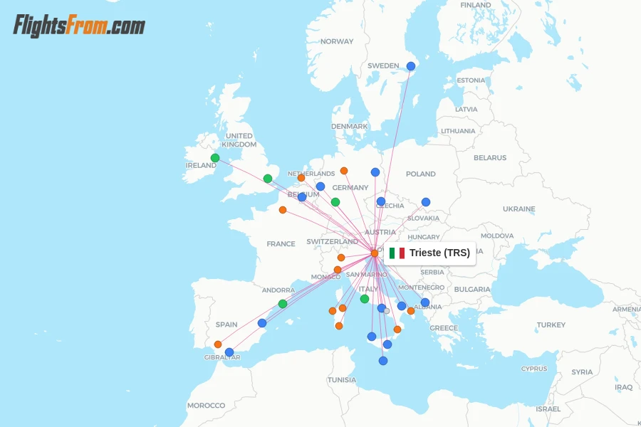 Trieste flight map