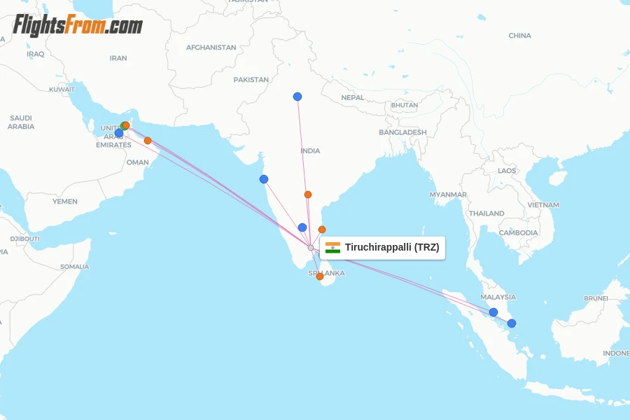 Tiruchirappalli flight map