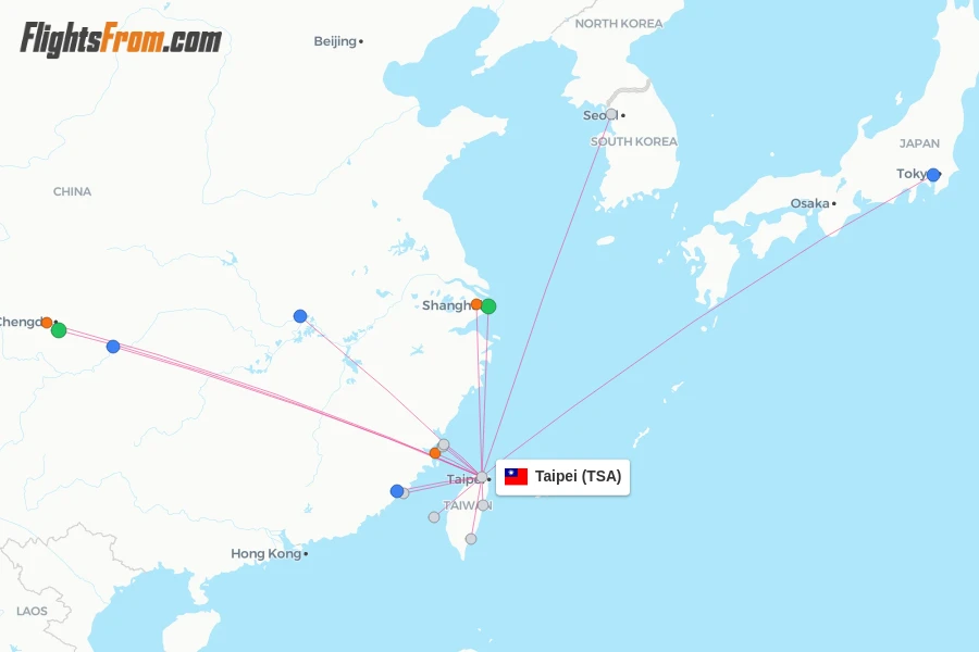 Taipei flight map