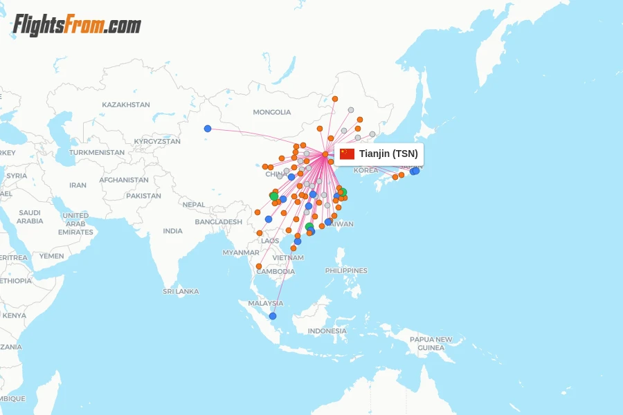 Tianjin flight map