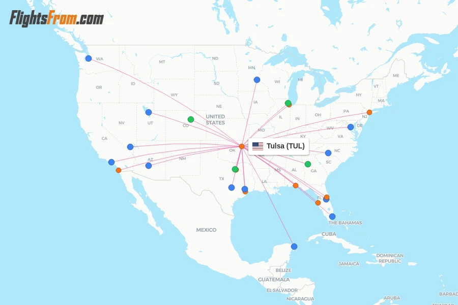 Tulsa flight map